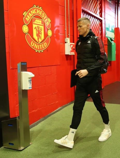 Scott McTominay of Manchester United arrives ahead of the Premier League match between Manchester United and Aston Villa at Old Trafford on September...