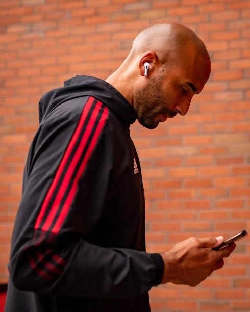 Lee Grant of Manchester United arrives ahead of the Premier League match between Manchester United and Aston Villa at Old Trafford on September 25,...
