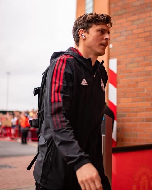 Victor Lindelof of Manchester United arrives ahead of the Premier League match between Manchester United and Aston Villa at Old Trafford on September...