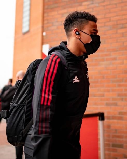 Jesse Lingard of Manchester United arrives ahead of the Premier League match between Manchester United and Aston Villa at Old Trafford on September...