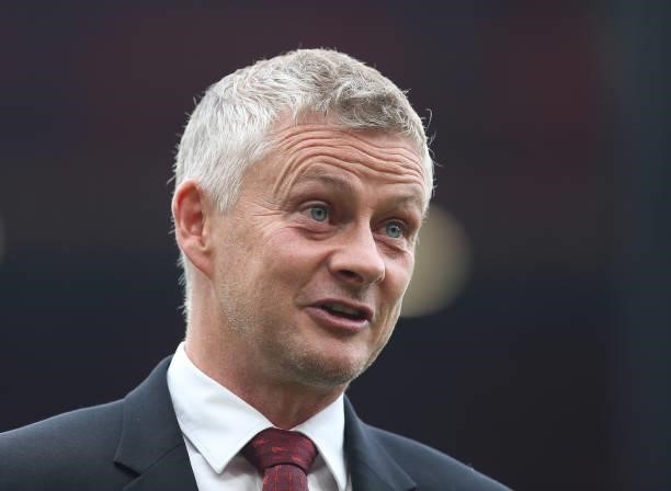 Manager Ole Gunnar Solskjaer of Manchester United takes part in an interview ahead of the Premier League match between Manchester United and Aston...