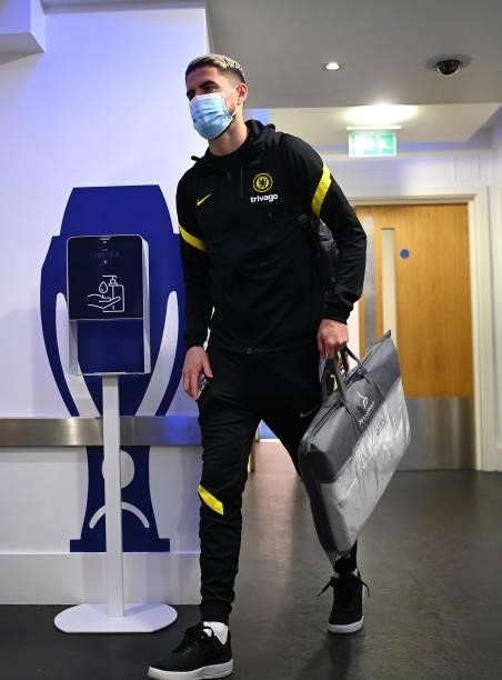 Jorginho of Chelsea arrives at the stadium prior to the Premier League match between Chelsea and Manchester City at Stamford Bridge on September 25,...