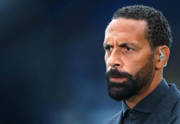 Rio Ferdinand speaks to BT sport ahead of the Premier League match between Chelsea and Manchester City at Stamford Bridge on September 25, 2021 in...