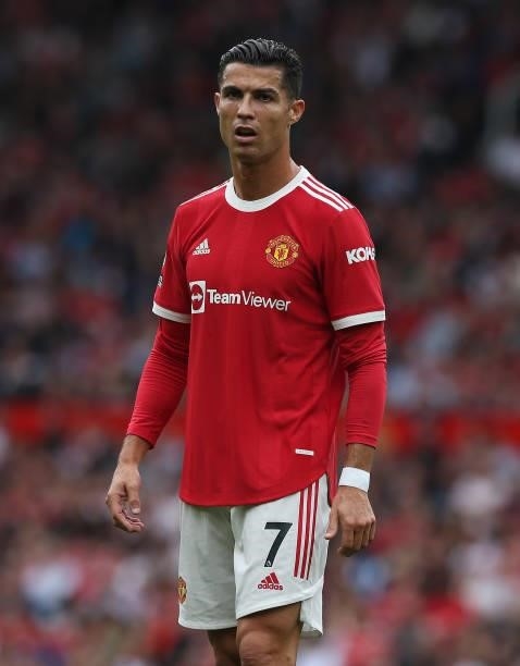 Cristiano Ronaldo of Manchester United in action during the Premier League match between Manchester United and Aston Villa at Old Trafford on...
