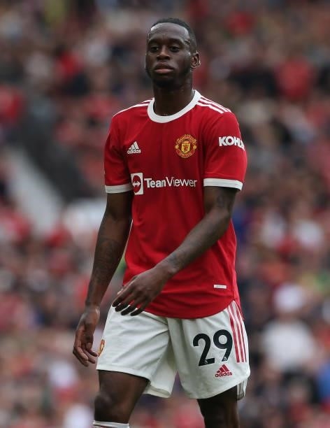 Aaron Wan-Bissaka of Manchester United in action during the Premier League match between Manchester United and Aston Villa at Old Trafford on...