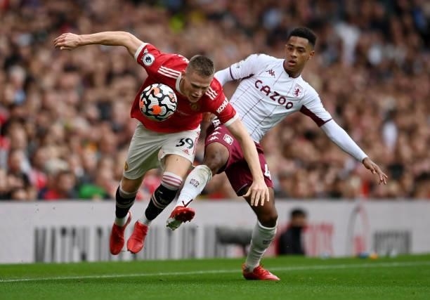 Scott McTominay of Manchester United with Jacob Ramsey of Aston Villa during the Premier League match between Manchester United and Aston Villa at...