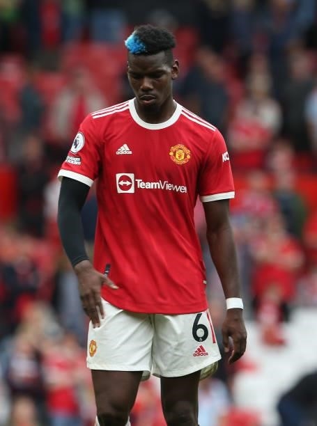 Paul Pogba of Manchester United walks off after the Premier League match between Manchester United and Aston Villa at Old Trafford on September 25,...
