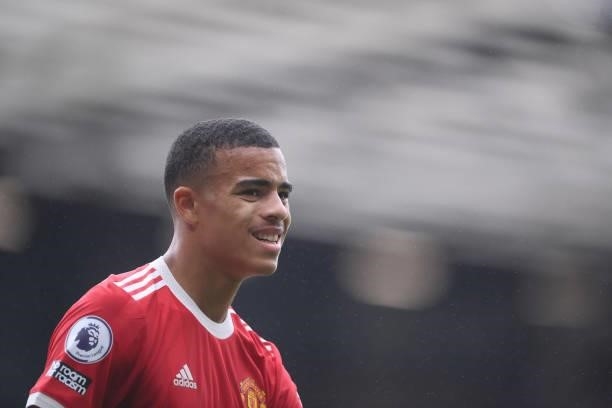 Mason Greenwood of Manchester United looks on during the Premier League match between Manchester United and Aston Villa at Old Trafford on September...