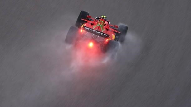 Carlos Sainz of Spain driving the Scuderia Ferrari SF21 during qualifying ahead of the F1 Grand Prix of Russia at Sochi Autodrom on September 25,...