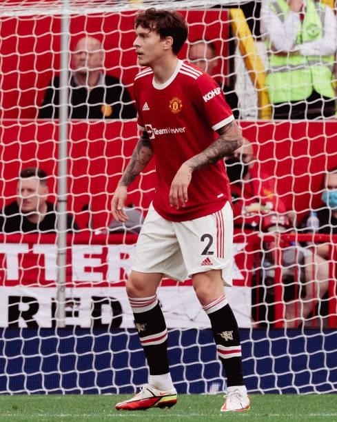 Victor Lindelof of Manchester United in action during the Premier League match between Manchester United and Aston Villa at Old Trafford on September...