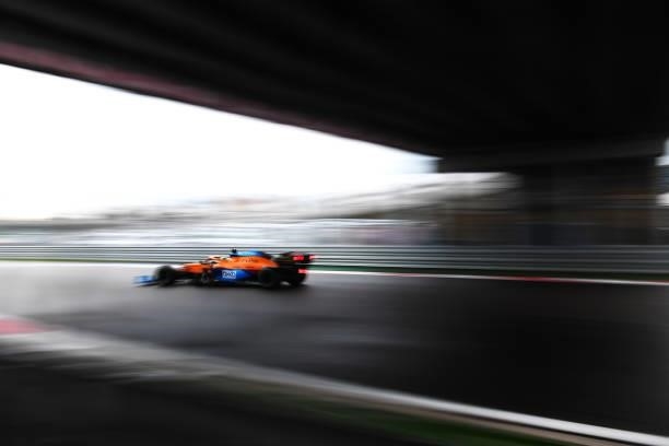 Lando Norris of Great Britain driving the McLaren F1 Team MCL35M Mercedes on track during qualifying ahead of the F1 Grand Prix of Russia at Sochi...