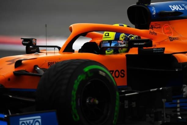 Lando Norris of Great Britain driving the McLaren F1 Team MCL35M Mercedes on track during qualifying ahead of the F1 Grand Prix of Russia at Sochi...