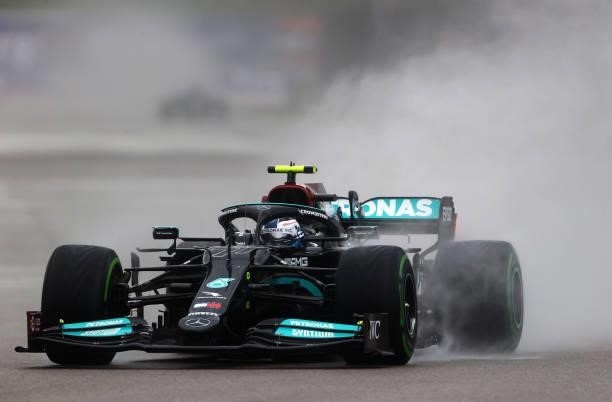 Valtteri Bottas of Finland driving the Mercedes AMG Petronas F1 Team Mercedes W12 during qualifying ahead of the F1 Grand Prix of Russia at Sochi...