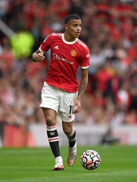 Mason Greenwood of Manchester United during the Premier League match between Manchester United and Aston Villa at Old Trafford on September 25, 2021...