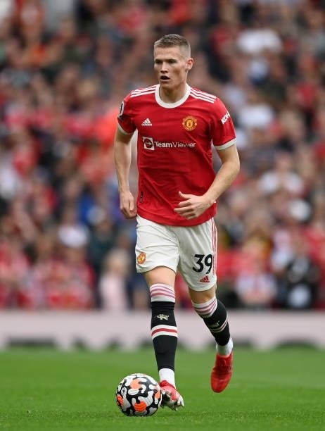 Scott McTominay of Manchester United during the Premier League match between Manchester United and Aston Villa at Old Trafford on September 25, 2021...