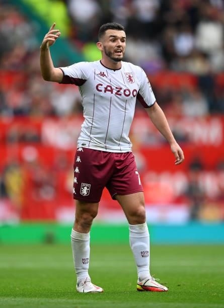 John McGinn of Aston Villa during the Premier League match between Manchester United and Aston Villa at Old Trafford on September 25, 2021 in...