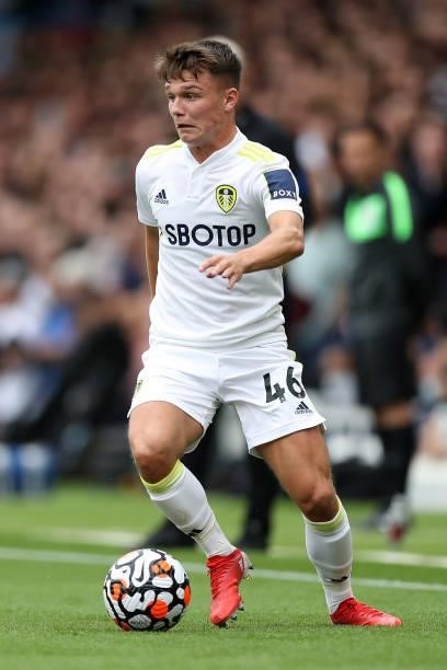 Jamie Shackleton of Leeds United on the ball during the Premier League match between Leeds United and West Ham United at Elland Road on September 25,...