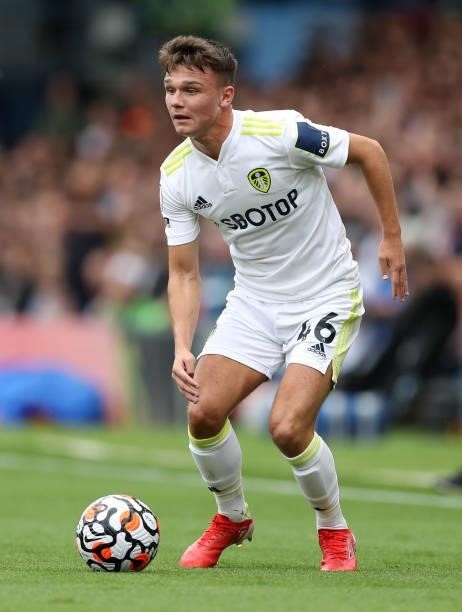 Jamie Shackleton of Leeds United on the ball during the Premier League match between Leeds United and West Ham United at Elland Road on September 25,...