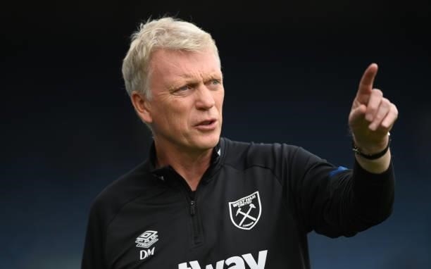 West Ham manager David Moyes makes a point during the Premier League match between Leeds United and West Ham United at Elland Road on September 25,...
