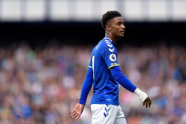 Demarai Gray of Everton after the Premier League match between Everton and Norwich City at Goodison Park on September 25, 2021 in Liverpool, England..