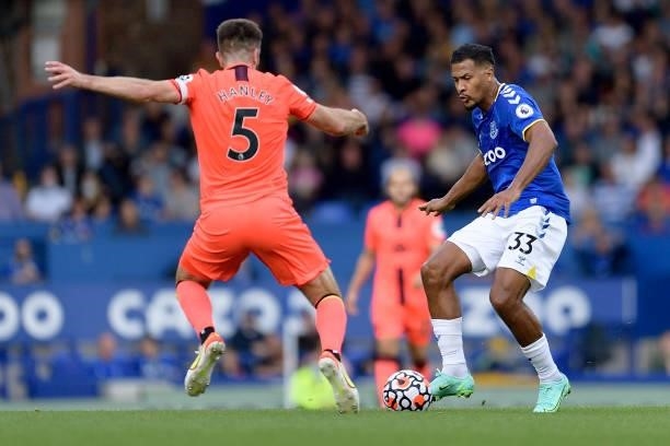 Solomon Rondon of Everton during the Premier League match between Everton and Norwich City at Goodison Park on September 25, 2021 in Liverpool,...