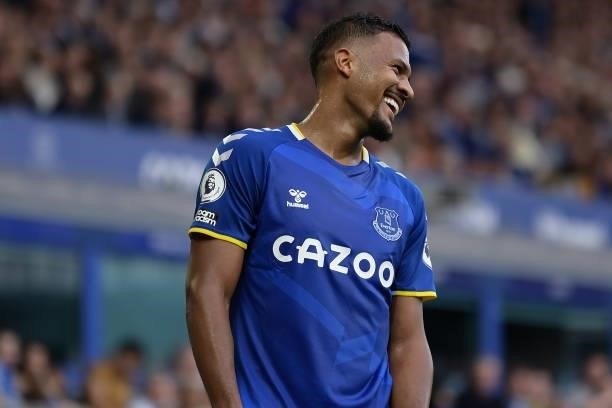 Solomon Rondon of Everton during the Premier League match between Everton and Norwich City at Goodison Park on September 25, 2021 in Liverpool,...