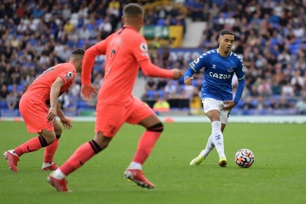 Lewis Dobbin of Everton during the Premier League match between Everton and Norwich City at Goodison Park on September 25, 2021 in Liverpool,...
