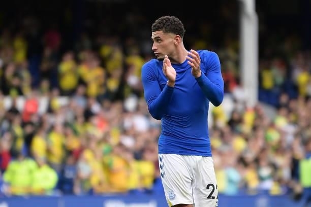 Ben Godfrey of Everton after the Premier League match between Everton and Norwich City at Goodison Park on September 25, 2021 in Liverpool, England..