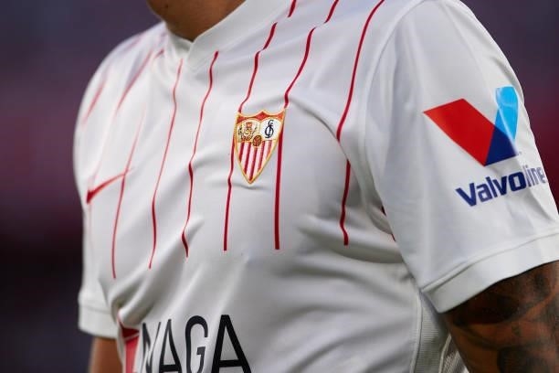 Detail of Sevilla FC t-shirt during the La Liga Santader match between Sevilla FC and RCD Espanyol at Estadio Ramon Sanchez Pizjuan on September 25...