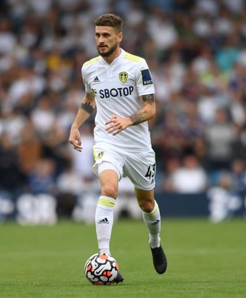 Leeds player Mateusz Klich in action during the Premier League match between Leeds United and West Ham United at Elland Road on September 25, 2021 in...