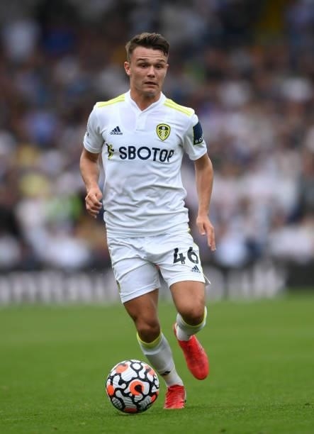 Leeds player Jamie Shackleton in action during the Premier League match between Leeds United and West Ham United at Elland Road on September 25, 2021...