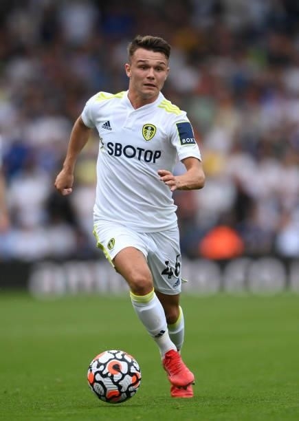 Leeds player Jamie Shackleton in action during the Premier League match between Leeds United and West Ham United at Elland Road on September 25, 2021...