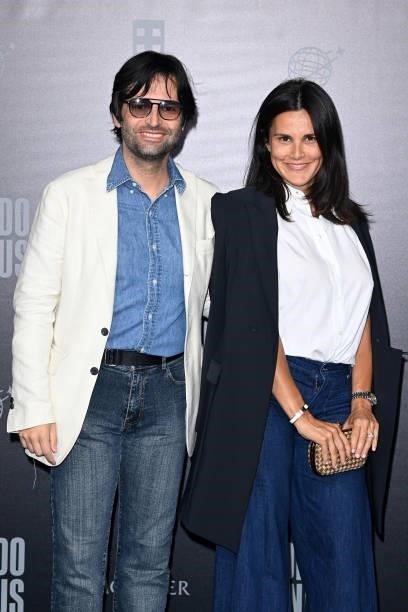 Edoardo Francia and Alessandra Iglesias are seen at Moncler MondoGenius Castello Sforzesco on September 25, 2021 in Milan, Italy.