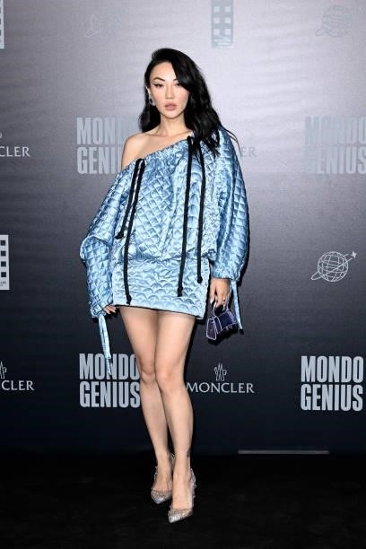 Jessica Wang is seen at Moncler MondoGenius Castello Sforzesco on September 25, 2021 in Milan, Italy.