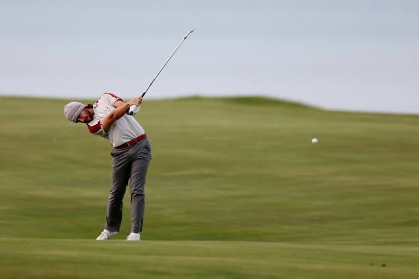 Tommy Fleetwood of England and team Europe plays a shot during Saturday Afternoon Fourball Matches of the 43rd Ryder Cup at Whistling Straits on...