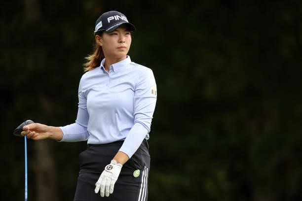 Hinako Shibuno of Japan is seen on the 6th hole during the final round of the Miyagi TV Cup Dunlop Ladies Open at Rifu Golf Club on September 26,...