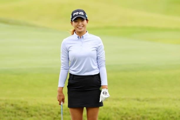 Hinako Shibuno of Japan smiles on the 8th hole during the final round of the Miyagi TV Cup Dunlop Ladies Open at Rifu Golf Club on September 26, 2021...