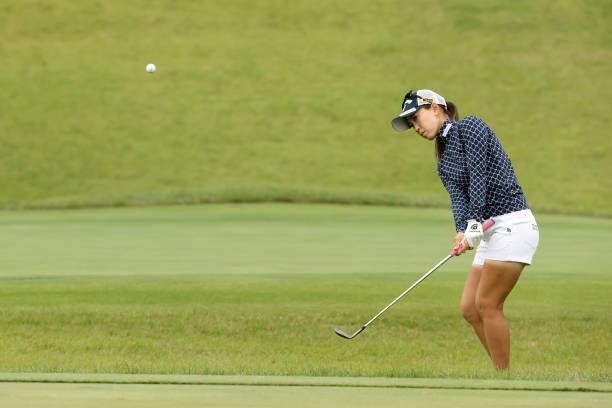 Momoko Ueda of Japan chips onto the 7th green during the final round of the Miyagi TV Cup Dunlop Ladies Open at Rifu Golf Club on September 26, 2021...