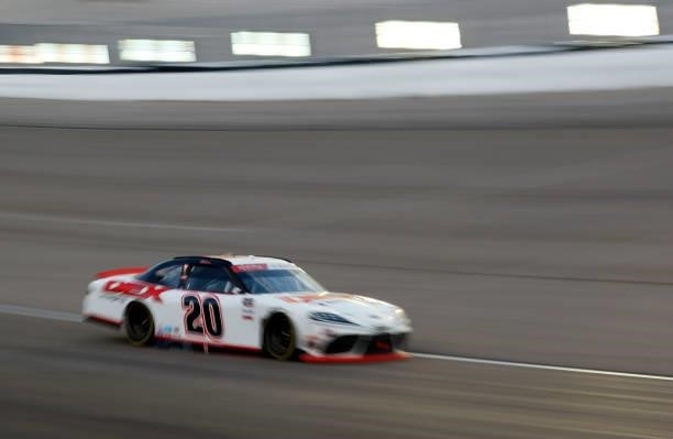 Harrison Burton, driver of the DEX Imaging Toyota, drives during the NASCAR Xfinity Series Alsco Uniforms 302 at Las Vegas Motor Speedway on...
