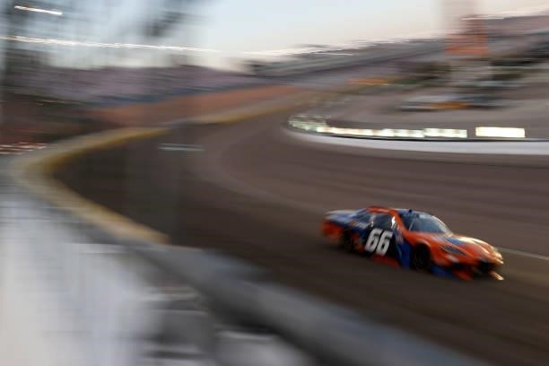 Matt Jaskol, driver of the Autoparts4less.com Toyota, drives during the NASCAR Xfinity Series Alsco Uniforms 302 at Las Vegas Motor Speedway on...