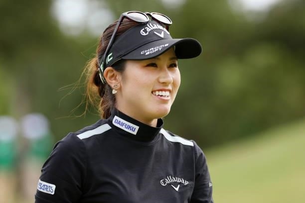Yuna Nishimura of Japan smiles on the 15th green during the final round of the Miyagi TV Cup Dunlop Ladies Open at Rifu Golf Club on September 26,...