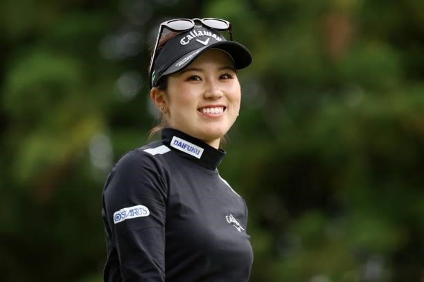 Yuna Nishimura of Japan smiles on the 16th green during the final round of the Miyagi TV Cup Dunlop Ladies Open at Rifu Golf Club on September 26,...