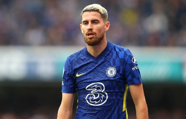 Jorginho of Chelsea FC looks on during the Premier League match between Chelsea and Manchester City at Stamford Bridge on September 25, 2021 in...