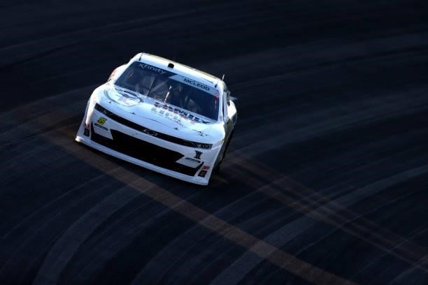 McLeod, driver of the BJ McLeod Motorsports Chevrolet, drives during the NASCAR Xfinity Series Alsco Uniforms 302 at Las Vegas Motor Speedway on...