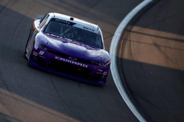 Spencer Boyd, driver of the MiniDoge Chevrolet, drives during the NASCAR Xfinity Series Alsco Uniforms 302 at Las Vegas Motor Speedway on September...