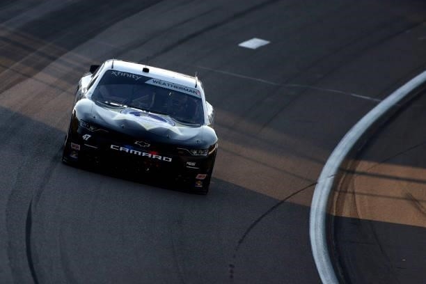 Kyle Weatherman, driver of the PORAC Chevrolet, drives during the NASCAR Xfinity Series Alsco Uniforms 302 at Las Vegas Motor Speedway on September...