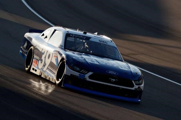 Ryan Sieg, driver of the CMR Construction and Roofing/A-Game Ford, drives during the NASCAR Xfinity Series Alsco Uniforms 302 at Las Vegas Motor...