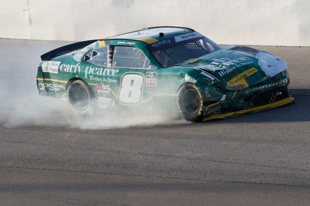 Sam Mayer, driver of the Big Machine/Carly Pearce Chevrolet, drives after an on-track incident during the NASCAR Xfinity Series Alsco Uniforms 302 at...