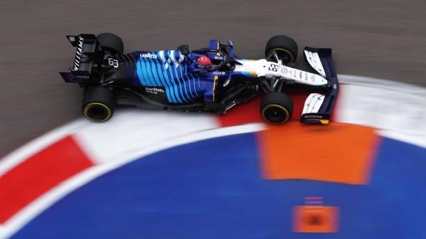 George Russell of Great Britain driving the Williams Racing FW43B Mercedes during the F1 Grand Prix of Russia at Sochi Autodrom on September 26, 2021...