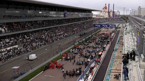 General view of the grid before the F1 Grand Prix of Russia at Sochi Autodrom on September 26, 2021 in Sochi, Russia.